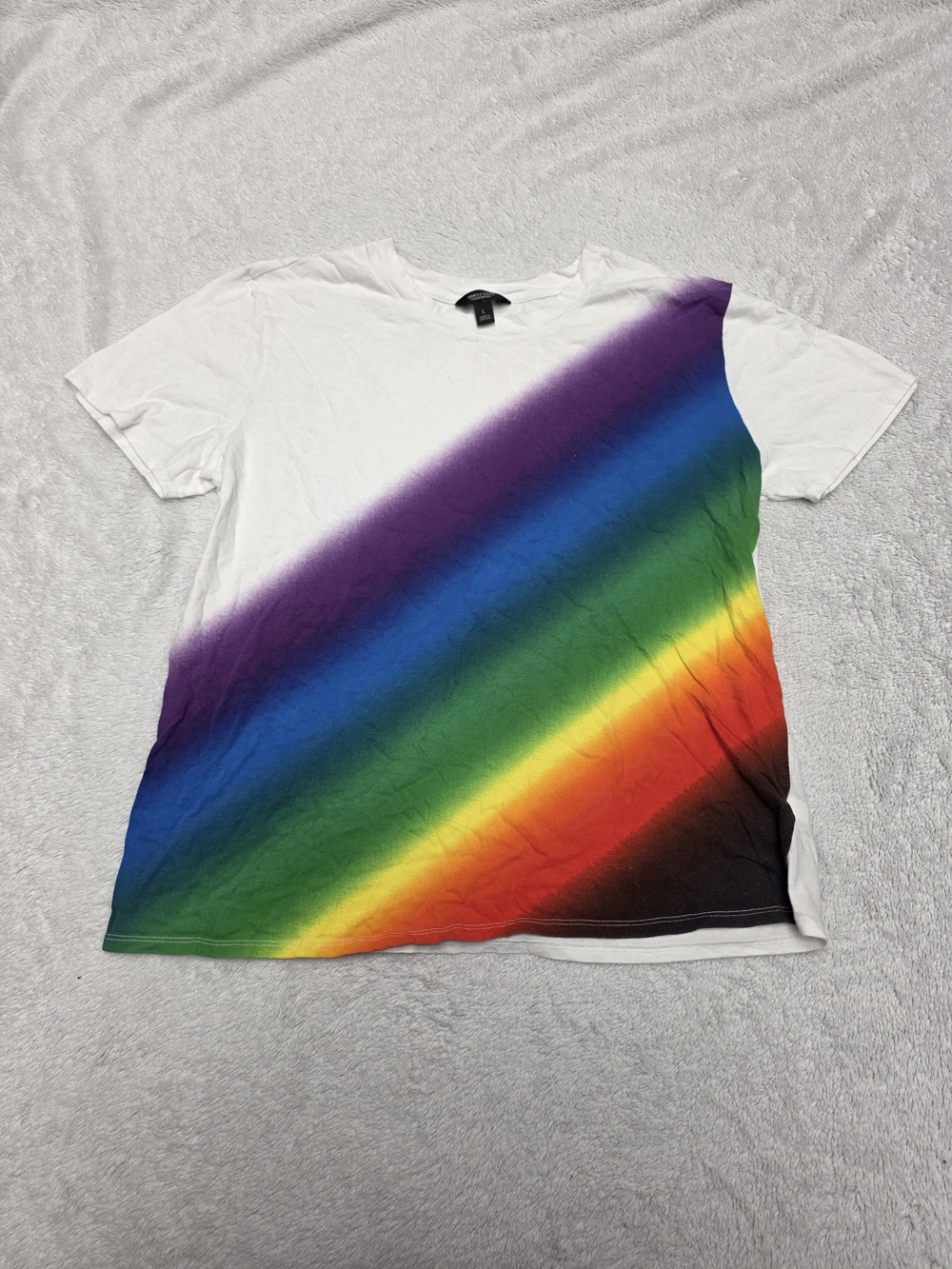 Simply Vera Vera Wang White Tee with Rainbow Diagonal Stripe